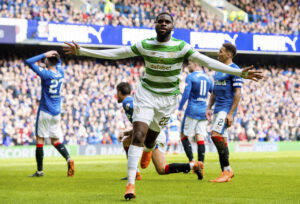 11/03/18 LADBROKES PREMIERSHIP.RANGERS v CELTIC.IBROX STADIUM - GLASGOW.Celtic's Odsonne Edouard celebrates the winner