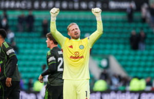 Celtic's Schmeichal celebrates the big win!