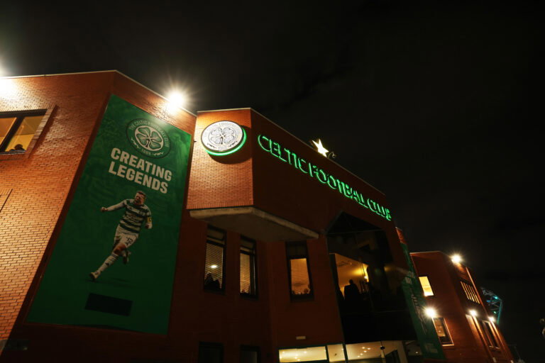 Celtic Park. In darkness.