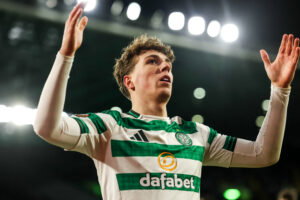 Celtic's Arne Engels makes it 3-0 against Utrecht.