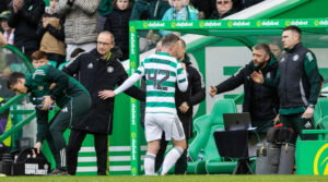 Callum McGregor comes off. He plays too many games for Celtic.