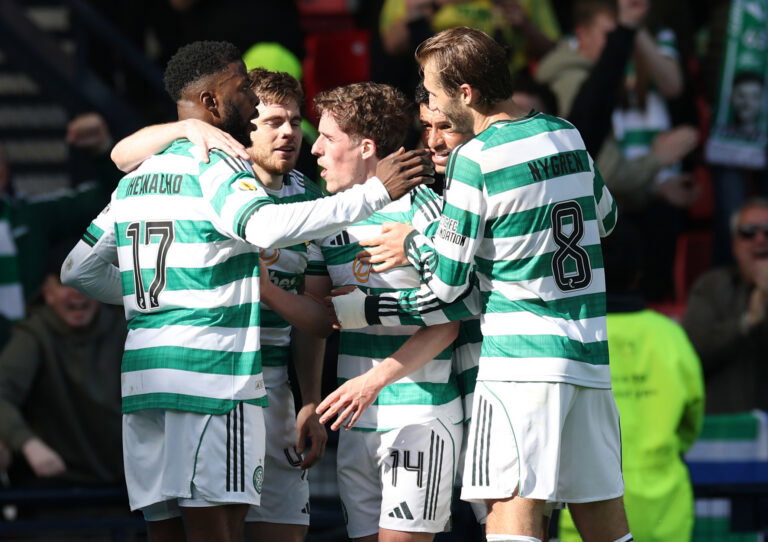 Celtic players celebrate. Hopefully there is more of this to come.