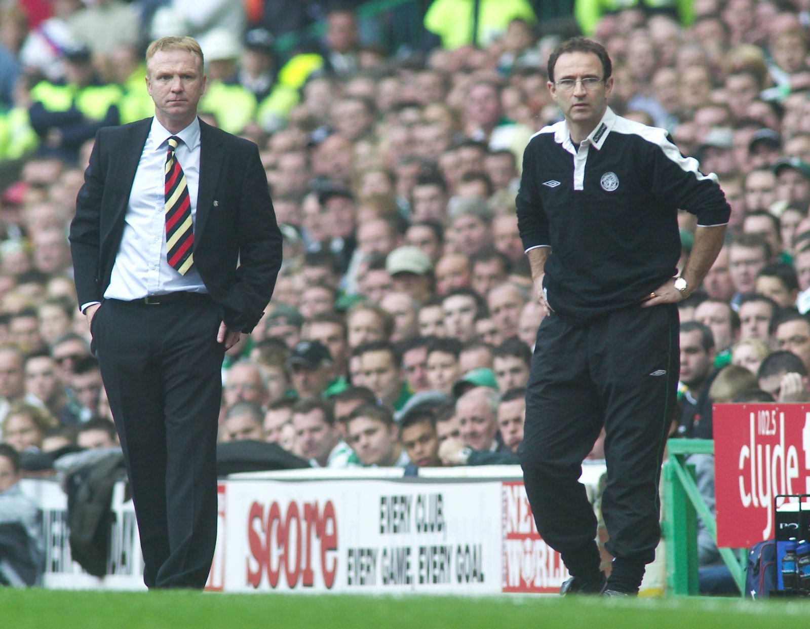 29/08/04 Spl .Celtic V Rangers (1-0).Celtic Park - Glasgow.Rangers Boss Alex Mcleish (Left) With Celtic Counterpart Martin O'Neill