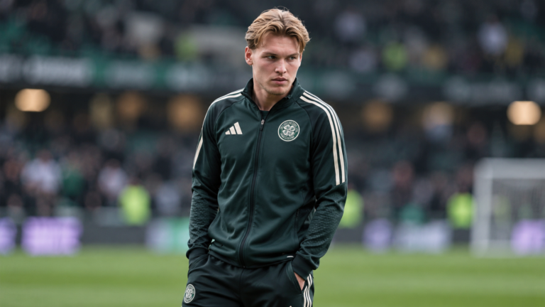 Contemplative Footballer in Green Tracksuit