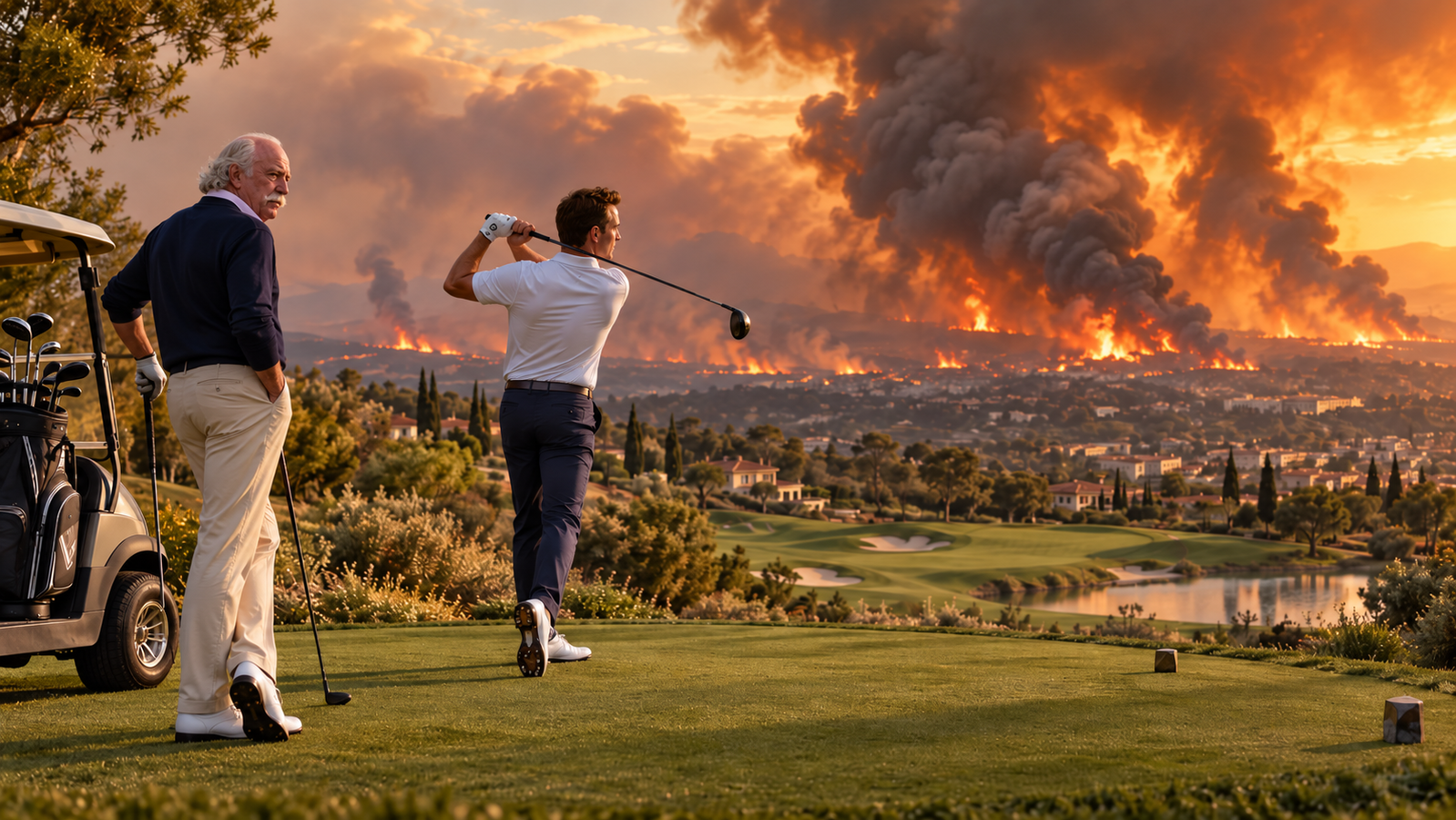 Golden-Hour Golf Amid Wildfires