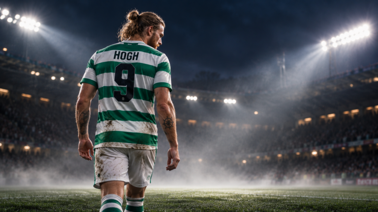Lone Hooped Striker Under Floodlights