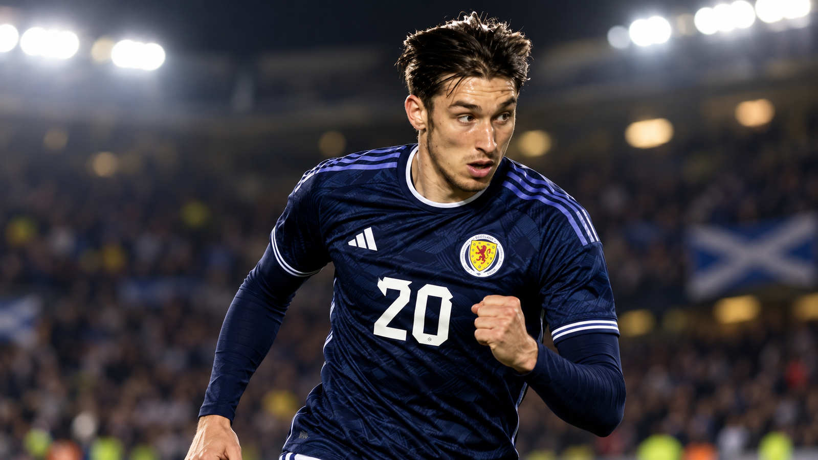 Scotland Footballer Under Floodlights